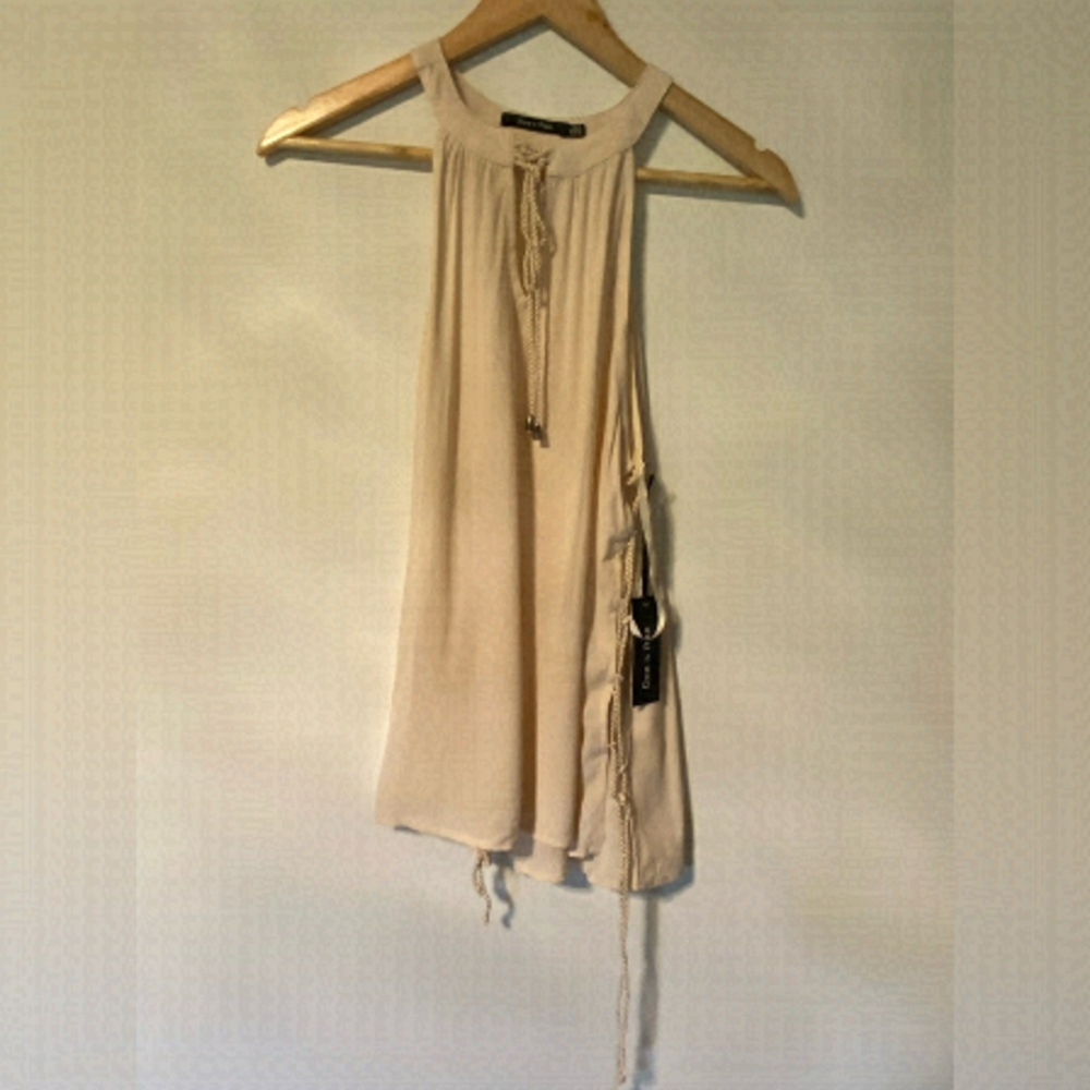 Doe & Rae cream top with lace up sides